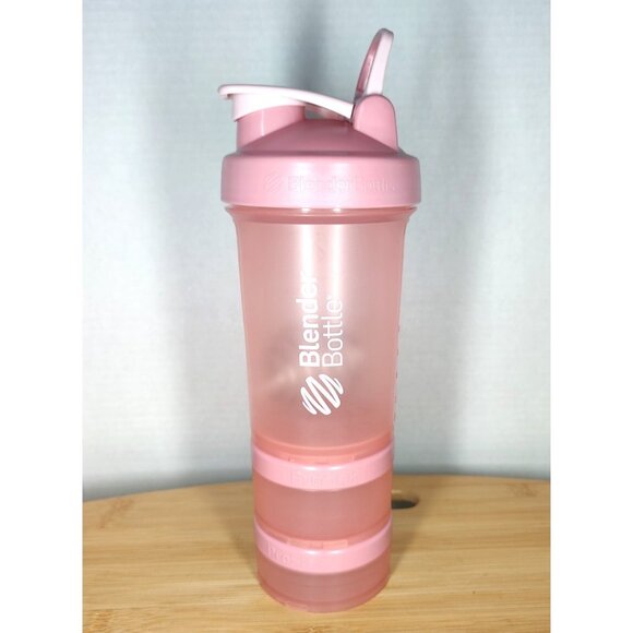 Pink Blender Bottle 22 oz Shaker, 2 Prostak Powder Jars and Supplement Storage - Picture 1 of 7